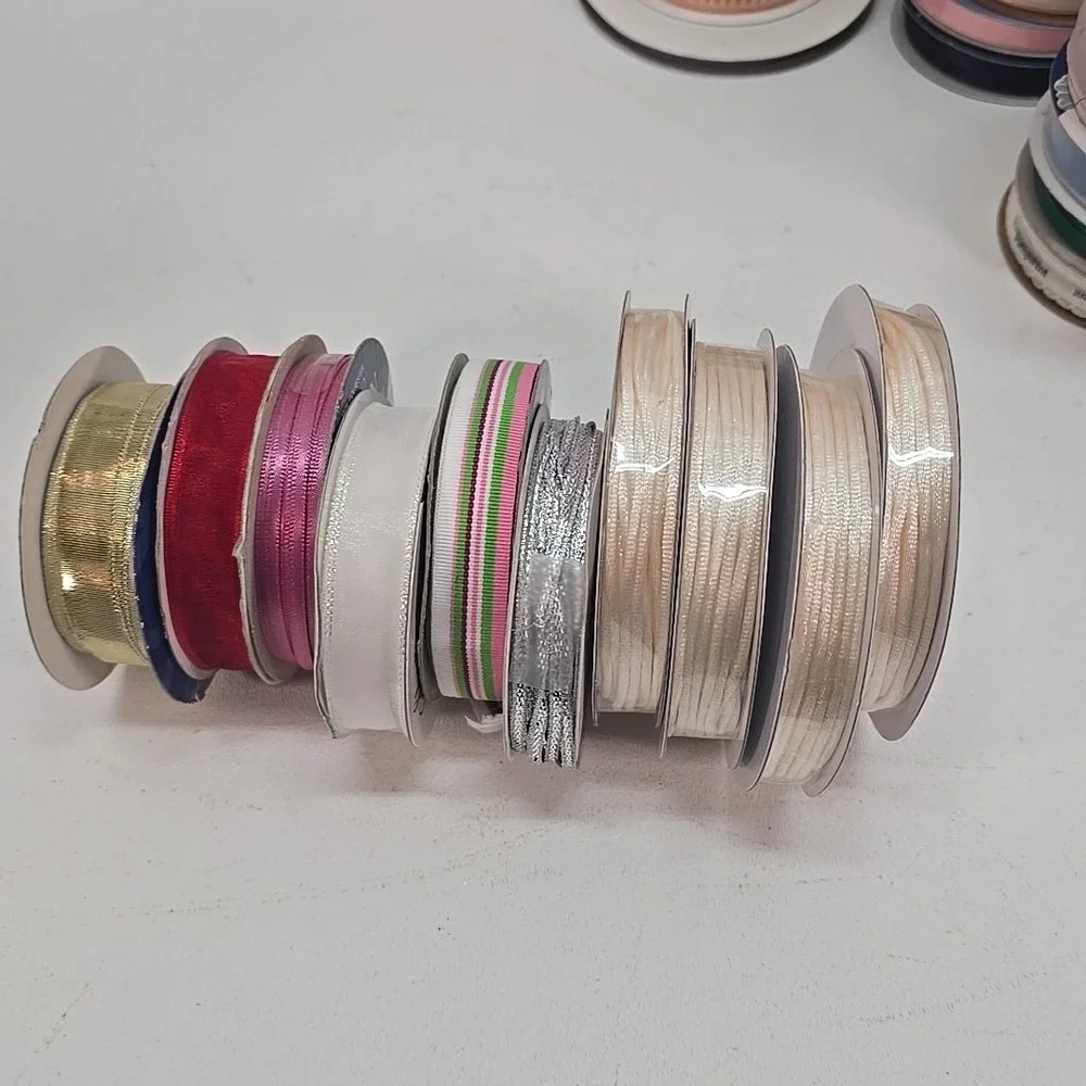 Lot of Ribbon Rolls Spools Great for‎ DIY Large Hair Bows Cheer Dance Crafts